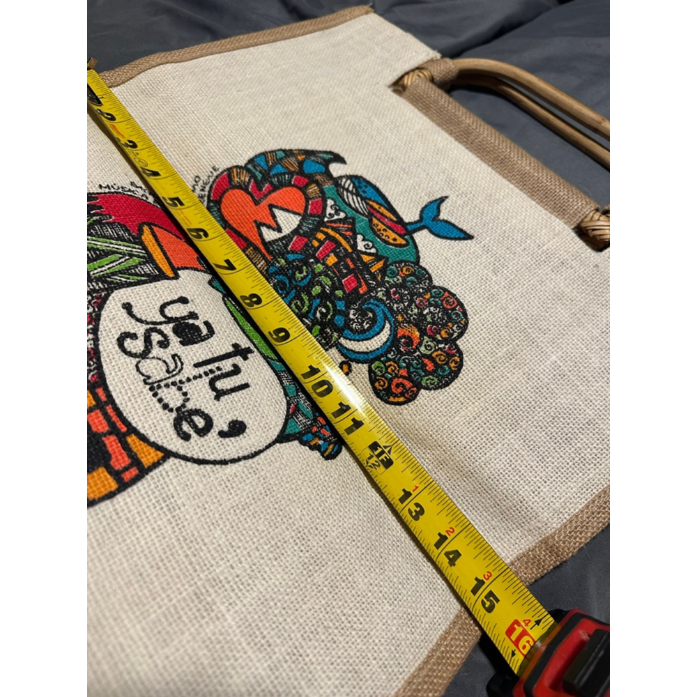 Unisex Jute Tote Bag Tan/Green "Republica Dominicana" Size One Size - Picture 5 of 7